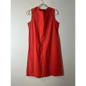 Eileen Fisher Orange Sleeveless Cotton Shift Dress Sz S